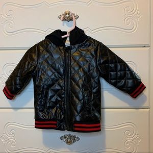Baby black faux leather jacket
